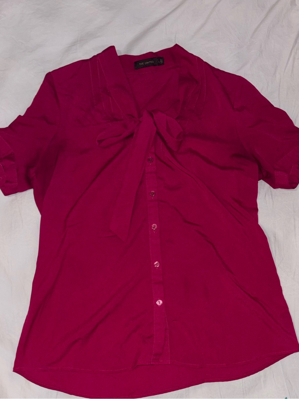 The Limited Tie-Neck Short Sleeve Blouse - Pink